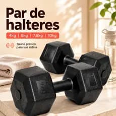 Halteres de 4/5/7.5/10KG para Fitness - Ideal para Fortalecimento Muscular Para meninos/meninas