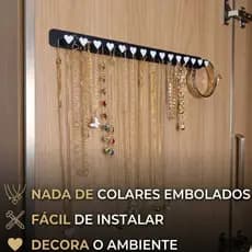 Organizador de Joias para Pendurar Coração de Parede Expositor de Anéis Suporte para Colares e Pulseiras Dupla face
