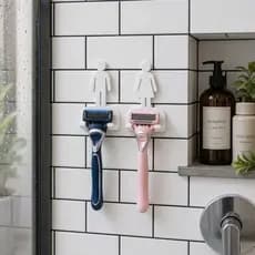 Suporte Decorativo Minimalista para Prestobarba e Depilador com Fixação Prática de Parede