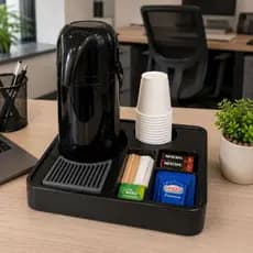 Organizador de Mesa Suporte Café Porta Copo Açúcar Sachês Garrafa Bandeja Cozinha Escritório Prática