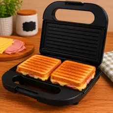 Sanduicheira Grill Elétrico 2 em 1 Antiaderente 750W com  Alça Isotérmica Lanches Rápidos Café Manhã