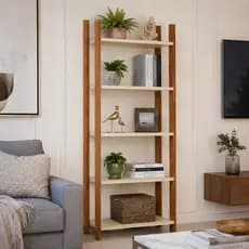 Estante Livreiro 5 Prateleiras Madeira Multiuso Decorativa Organizador Salas Quarto Escritório Retrô