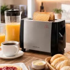 Torradeira Elétrica Para Pão 127V - 2 Fatias 6 Níveis Tostar Aquecer e Descongelar Compacta Cozinhas