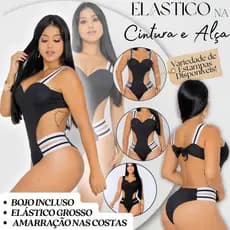 Maiô Body Feminino com Bojo Amarração nas Costas Elástico no Quadril Suplex Várias Cores