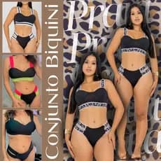 Biquíni Feminino Elástico Duplo Cintura Alta Bojo Suplex Conforto Praia M e GG Moda Verão