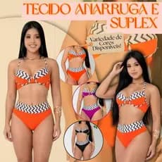 Biquíni Anarruga Estampa Zebra Colorido Bojo Amarração Pescoço Costas Moda Praia M G1