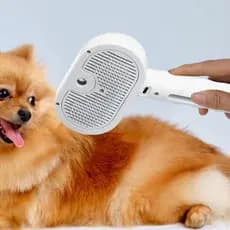 Escova para Pets 3 em 1 a Vapor com Spray e Pente USB para Cães Gatos e Coelhos