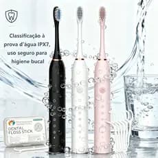 Escova de dentes elétrica para homens e mulheres, cerdas macias DuPont, temporizador inteligente