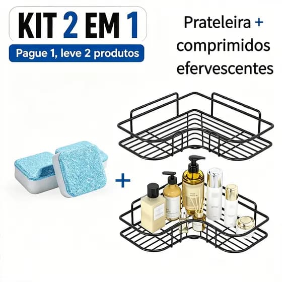 Conjunto de 2 prateleiras de canto para chuveiro em aço inoxidável resistente à ferrugem