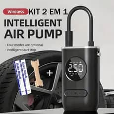 Compressor de Ar Portátil Sem Fio 150PSI com Manômetro Digital, Bomba de Ar Elétrica Recarregável via USB