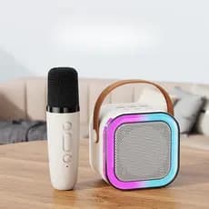 Alto-falante Bluetooth Portátil Karaokê com Microfone Sem Fio e Luzes LED, Ideal para Festas e Momentos em Família
