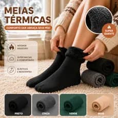 Kit 1/2/3/6 Pares Meias Térmicas Peluciadas Inverno Grossa Forrada Feminina Masculina Quentes