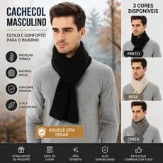 Cachecol De Lã Masculino Inverno Com Toque De Sofisticação