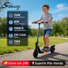 Patinete Elétrico Infantil 150W Com Luz LED 6.5" 16km/h Patinete Elétrico Para 3 a 12 Anos