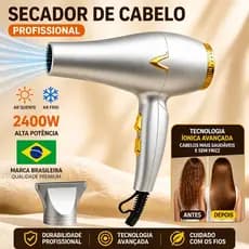 Secador de Cabelo Profissional 2400W Íons Negativos Baixo Ruído 220V Secador de Cabelo Para Cabelo Cacheado