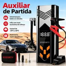 Auxiliar de Partida Automotivo Portátil Compressor Ar Digital 150PSI Bomba Elétrica PowerBank 10000mAh para Carro e Moto