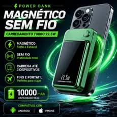 Carregador Portátil Para Celular 10000mAH Power Bank MagSafe Para iPhone/Android Magnetico Indução Bateria Portátil