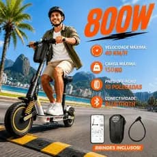 Patinete Elétrico 800W 12.5Ah 40km/h Suporta 150kg Pneus 10" Off-Road Patinete Elétrico Com Amortecedor
