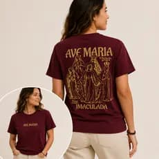 Camisa Camiseta Unissex Ave Maria Imaculada Nossa Senhora 100% Algodão Cristã
