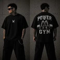 Camiseta Oversized Wisdom Academia Power Gym Masculina Streetwear Academia Treino Unissex