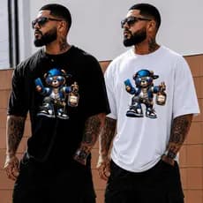 Kit 2 Camisetas Oversized Urso Drip Luxo Heness'y Academia Confortável Premium