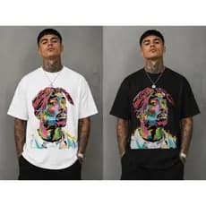 Kit 2 Camisetas Oversized Algodão 2 ' Pac Vintage Academia Cultura Rap Confortável