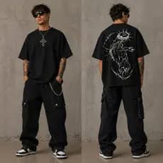Camiseta Oversized Academia Masculina Cruz Coroa de Espinhos Religiosa Leve
