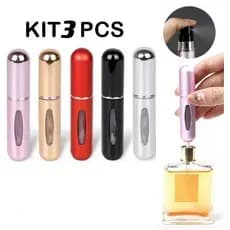 Kit 3 Pcs Mini Frascos de Perfume Recarregáveis 5ml – Spray Portátil para Bolsa, Viagem e Uso Diário