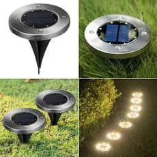 Luminária Solar Spot 8 Leds Decora Jardim Aaatop Cor Prateado