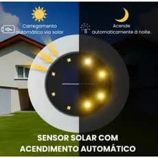 Kit 4 Luminária Solar 8 LEDs Com Sensor Para Jardim Externa Prova D'água Luz Led Solar Lâmpada Uso Externo/Caminho