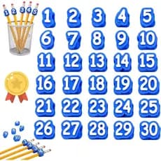 20/30/50 etiquetas numeradas para lápis, etiquetas reutilizáveis para gestão de sala de aula e controle de atividades.