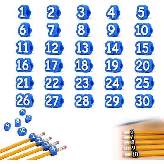 Conjunto de etiquetas numeradas para lápis com 30/50 peças, etiquetas numeradas reutilizáveis para organizar e gerenciar
