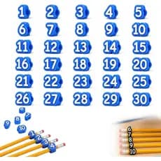 Conjunto de etiquetas numeradas para lápis com 30/50 peças, etiquetas numeradas reutilizáveis para organizar e gerenciar