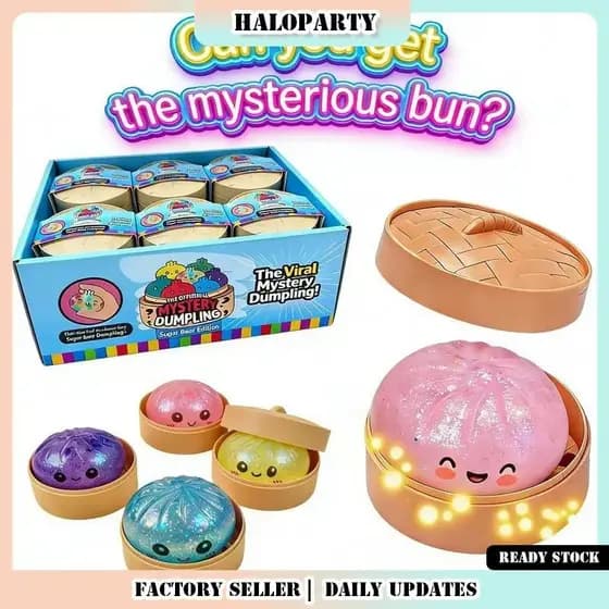 Caixa Surpresa Squishy Grande e Expressivo da Série Glitter, Brinquedo Anti-stress My Secret Bun, TPR macio, alívio do e