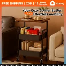 Mesa de Centro com Rodas e Bandeja de Armazenamento, Estilo Nórdico Moderno, Mesa Lateral para Sofá, Cabeceira de Cama,