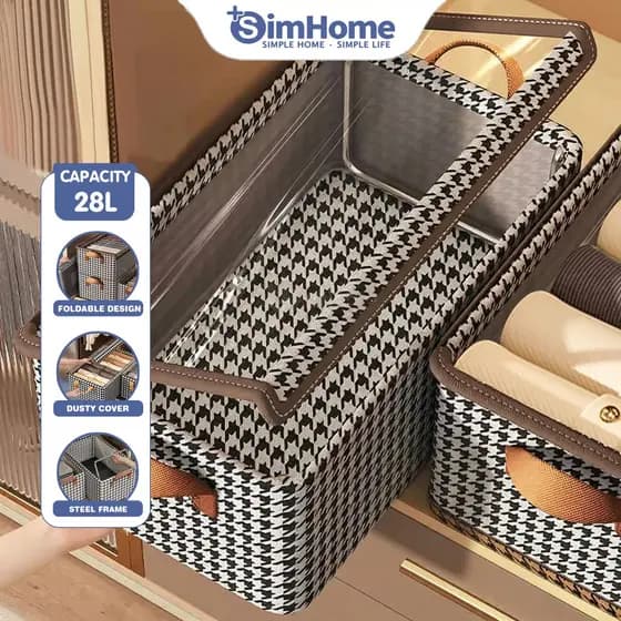 Caixa de Armazenamento de Roupas Dobrável SimHome com Estrutura de Aço, Organizador de Guarda-Roupa, Caixa de Armazename