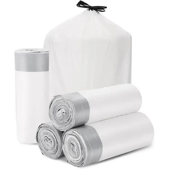 Sacos de lixo, sacos de lixo com cordão, elástico reforçado de 8 galões, para banheiro, quarto, cozinha, escritório e sa