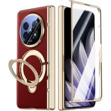 Capa Protetora Magnética para Oppo Find N5 com Tampa para Câmera e Suporte, Capa de Telefone em Couro PU de Corpo Inteir