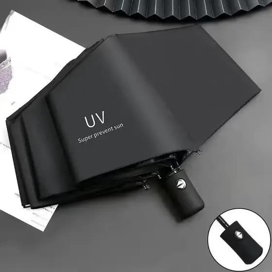 Guarda-chuva Automático para Sol, Guarda-chuva Dobrável Anti-ultravioleta, Design UV para Homens e Mulheres