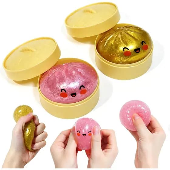 2 Peças Mini Squishy de Bolinho com Glitter de 2,2", Caixa Misteriosa de Squishy de Bolinho, Bolinhos Coloridos Antiestr