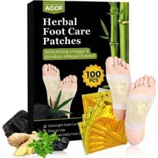 Pacote premium de 100 adesivos de ervas para os pés, contendo extratos profundos de gengibre, vinagre, bambu e vitamina