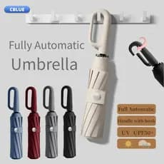Guarda-chuva CBLUE totalmente automático com 20 varetas, à prova de vento, à prova d'água, anti-UV, com proteção solar,