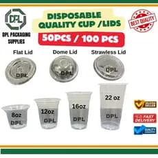 [50 peças / 100 peças] Conjunto de Copos Y de Plástico PP com Tampas! (8oz, 12oz, 16oz, 22oz) 95mm para Copos Plásticos