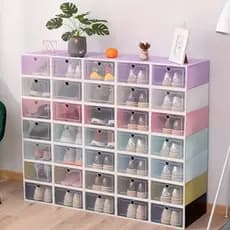 3/6PCS Organizador de Sapatos Dobrável de Tamanho Grande com Gaveta de Plástico e Tampa Transparente, Organizador em Cor