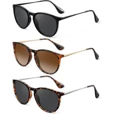 Óculos de Sol Polarizados para Mulheres - Óculos de Sol Redondos Vintage Estilo Clássico Retro Moderno com Proteção UV