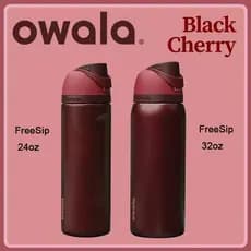 Loja Oficial Original Owala Garrafa Térmica de Água e Bebidas Black Cherry Cup, Copo Térmico de Aço Inoxidável, Caneca T