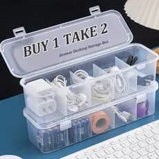 [COMPRE 1 LEVE 2] Caixa de Armazenamento Multifuncional para Cabos de Dados, Organizador de Carregadores e Cabos, Suport
