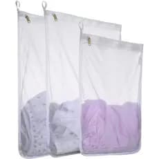 Sacos de lavanderia de malha requintados, conjunto de 3 peças (2 litros + 1 metro), sacos de lavanderia reutilizáveis co