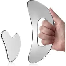 Conjunto de Ferramentas Gua Sha para o Rosto – Ferramenta Gua Sha grande de aço inoxidável para drenagem linfática, mass