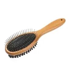 Escova para Cães KylePet, Escova Dupla Face com Cabo de Bambu para Cães e Gatos de Pelo Longo, Pente para Remover Pelos